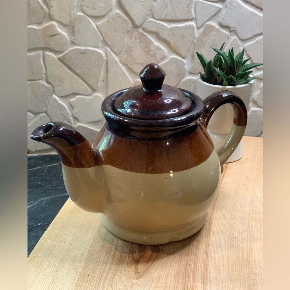 VINTAGE | 2 Tone Glazed Terra Cotta Teapot